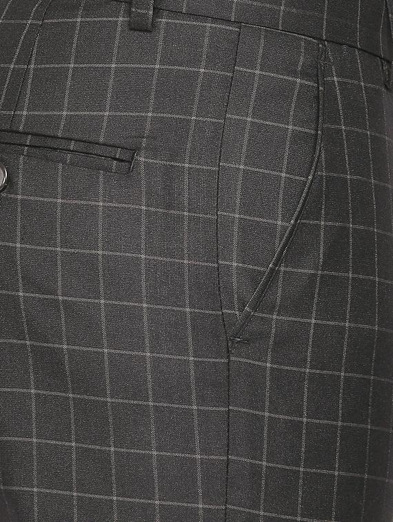 black checkered flat front formal trouser - 16699732 - Zoom Image - 5