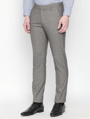 grey solid flat front formal trouser - 16699735 - Standard Image - 2