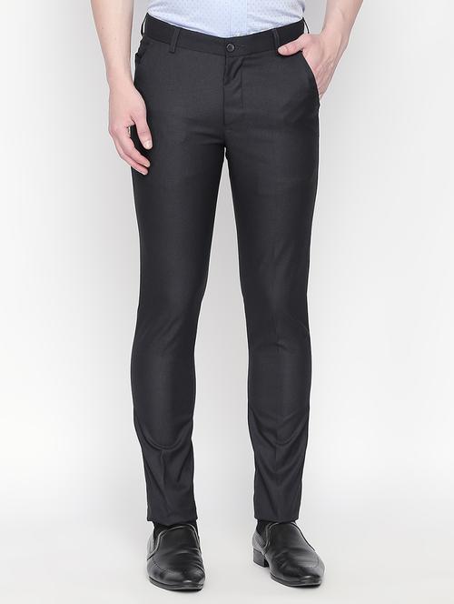 black textured flat front formal trouser - 16699743 - Standard Image - 1
