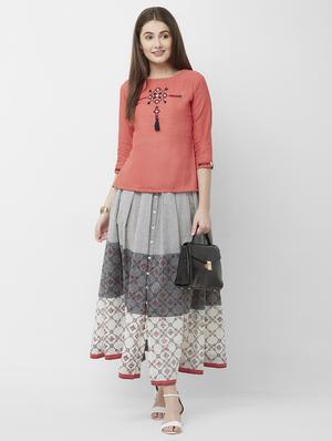 embroidered skirt top set - 16699753 - Standard Image - 5