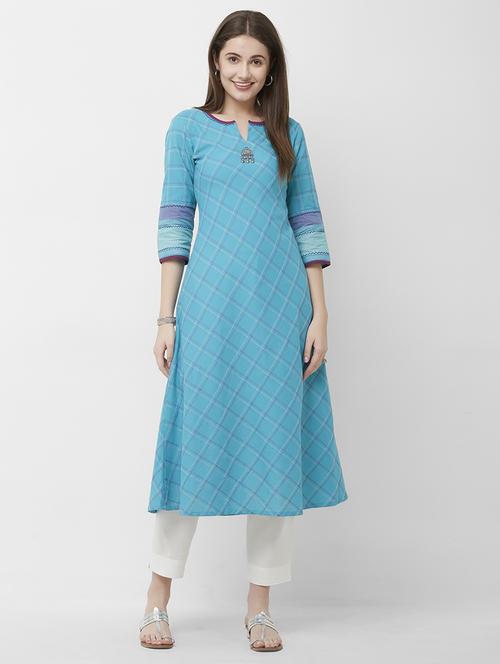 checkered a-line kurta - 16699801 - Standard Image - 1