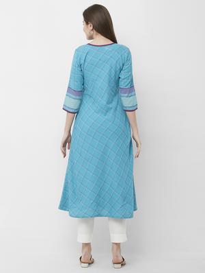 checkered a-line kurta - 16699801 - Standard Image - 5