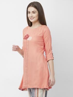 solid a-line kurti - 16699806 - Standard Image - 2