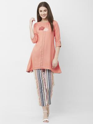 solid a-line kurti - 16699806 - Standard Image - 5