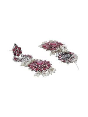 pink brass drop earring - 16700037 - Standard Image - 2