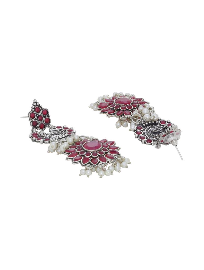 pink brass drop earring - 16700037 - Zoom Image - 2