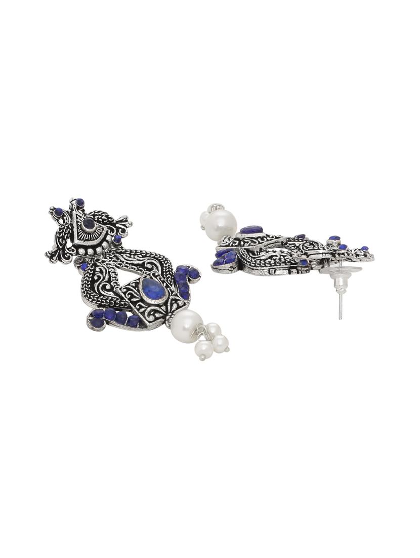 silver brass drop earring - 16700058 - Zoom Image - 2