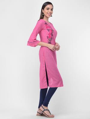 bell sleeves straight kurta - 16700178 - Standard Image - 2