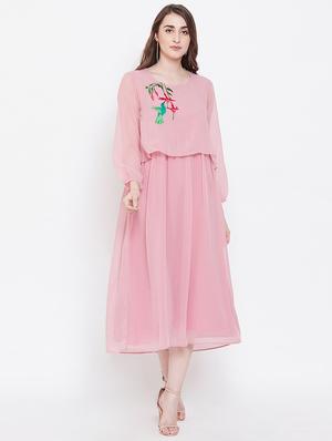 round neck embroidered layered dress - 16700254 - Standard Image - 2