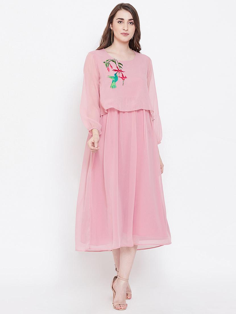 round neck embroidered layered dress - 16700254 - Zoom Image - 2
