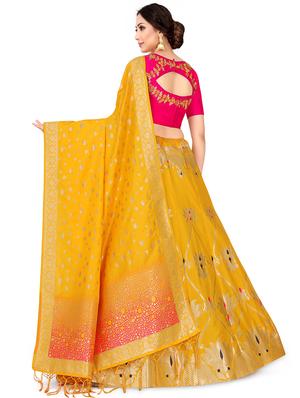 foil print contrast kalidar lehenga - 16700285 - Standard Image - 2
