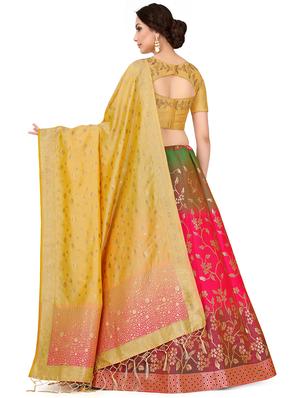 foil print contrast kalidar lehenga - 16700287 - Standard Image - 2