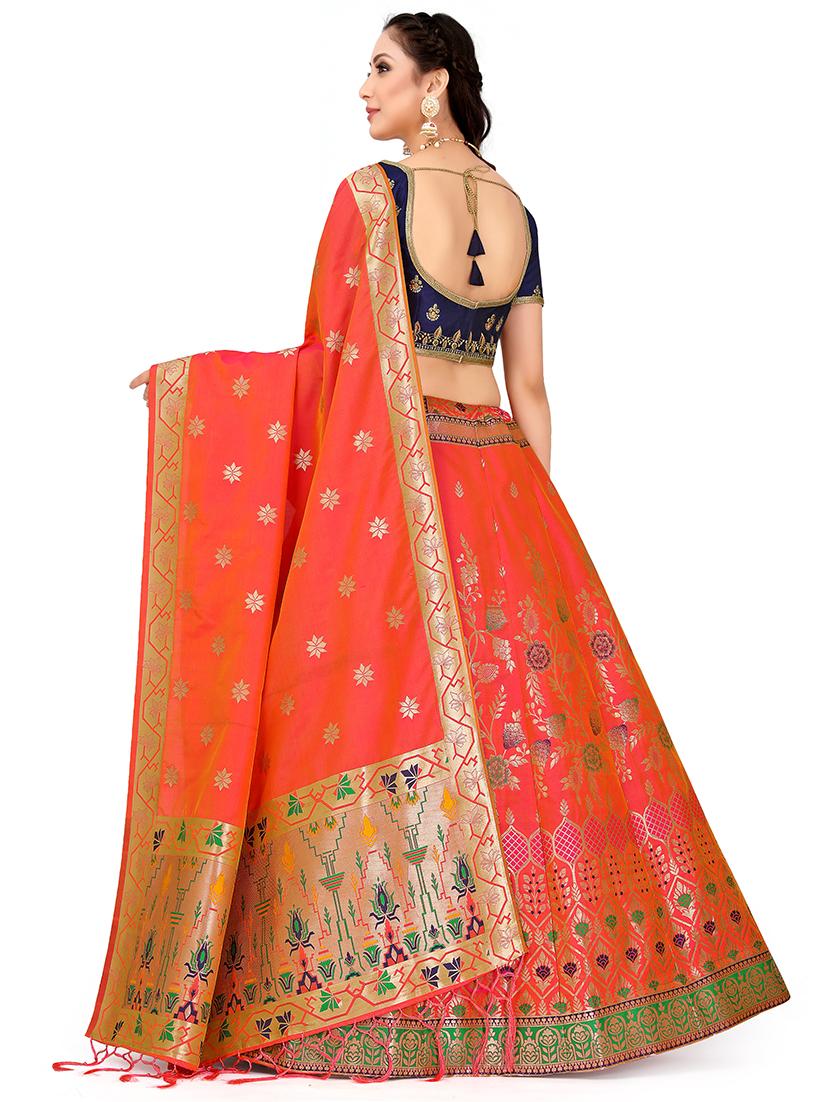 foil print contrast kalidar lehenga - 16700314 - Zoom Image - 2