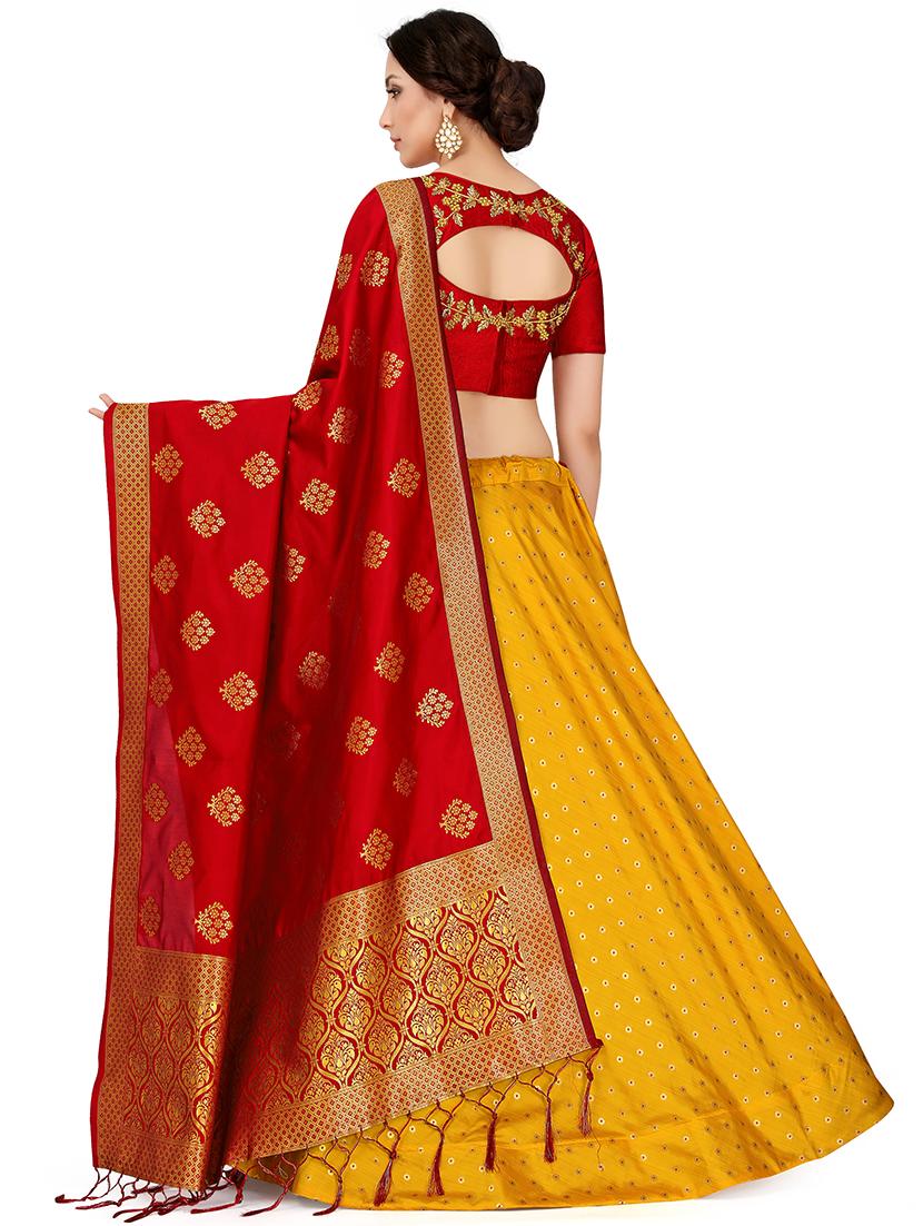 foil print contrast flared lehenga - 16700324 - Zoom Image - 2