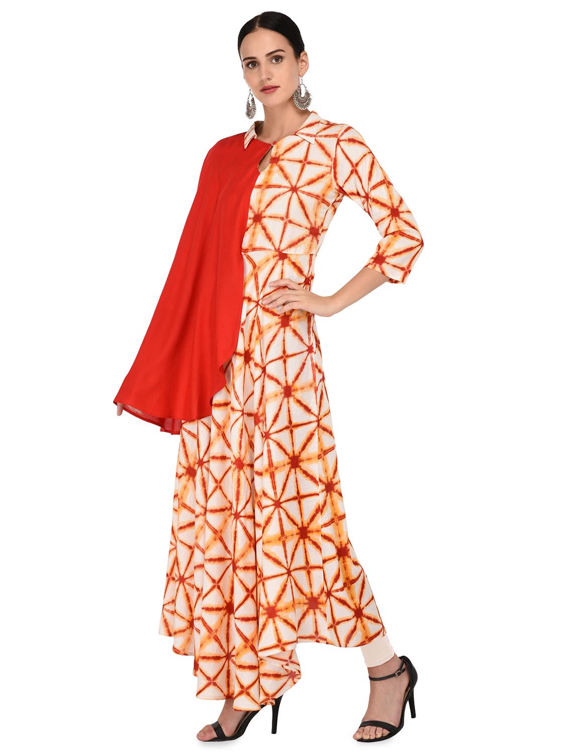 printed flared kurta - 16700787 - Zoom Image - 2