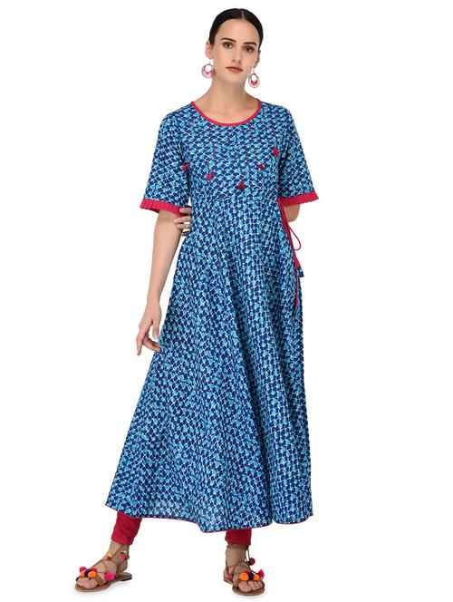 printed flared kurta - 16700799 - Standard Image - 1
