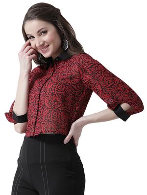 cut out sleeved printed shirt - 16700833 - Standard Image - 2