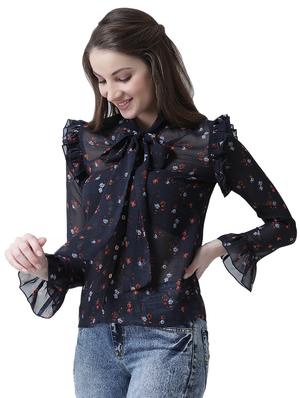 tie up neck frill detail shirt - 16700836 - Standard Image - 2