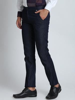 dark blue printed chinos - 16701022 - Standard Image - 2