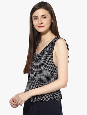 frill detail checkered top - 16701119 - Standard Image - 2