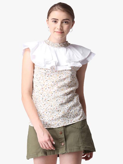 ruffle detail floral top - 16701473 - Standard Image - 1