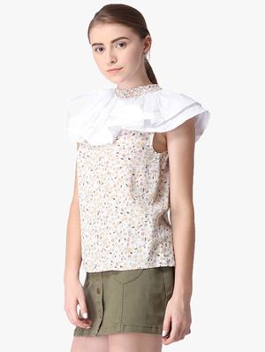 ruffle detail floral top - 16701473 - Standard Image - 2