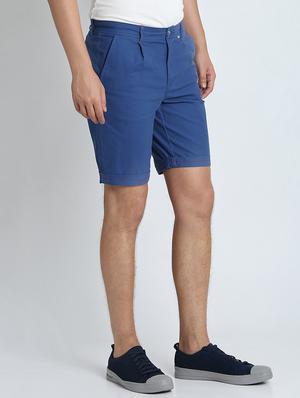 blue solid bermuda shorts - 16701789 - Standard Image - 2
