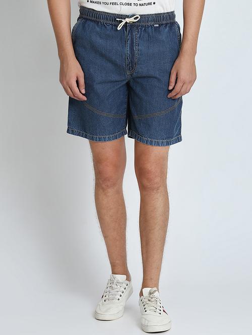 blue solid shorts - 16701836 - Standard Image - 1