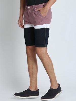 purple color block bermuda shorts - 16701847 - Standard Image - 2