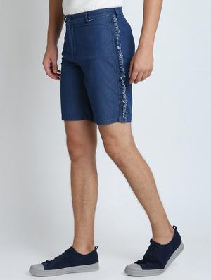 blue solid denim shorts - 16701854 - Standard Image - 2