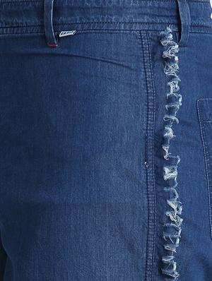 blue solid denim shorts - 16701854 - Standard Image - 5