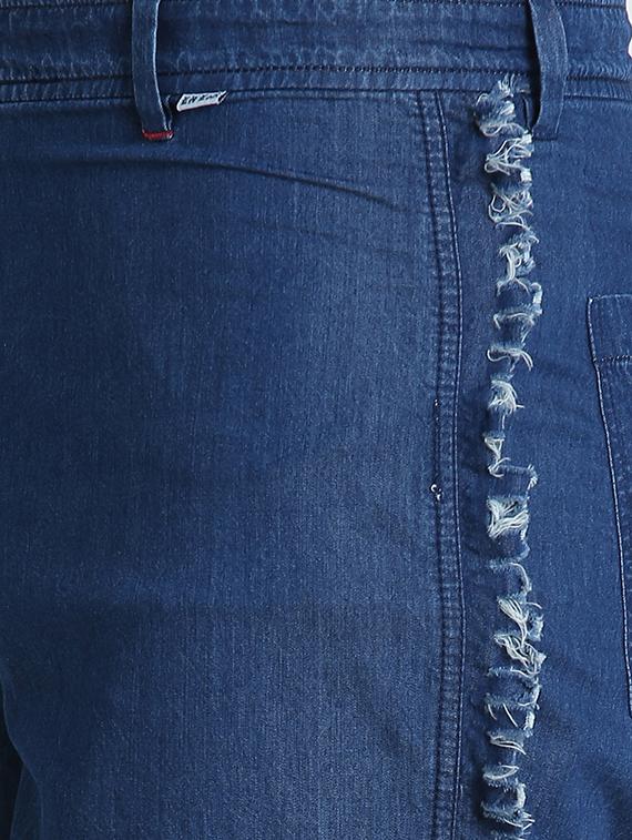 blue solid denim shorts - 16701854 - Zoom Image - 5