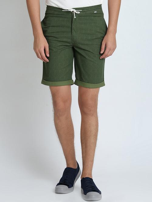 green solid bermuda shorts - 16701865 - Standard Image - 1