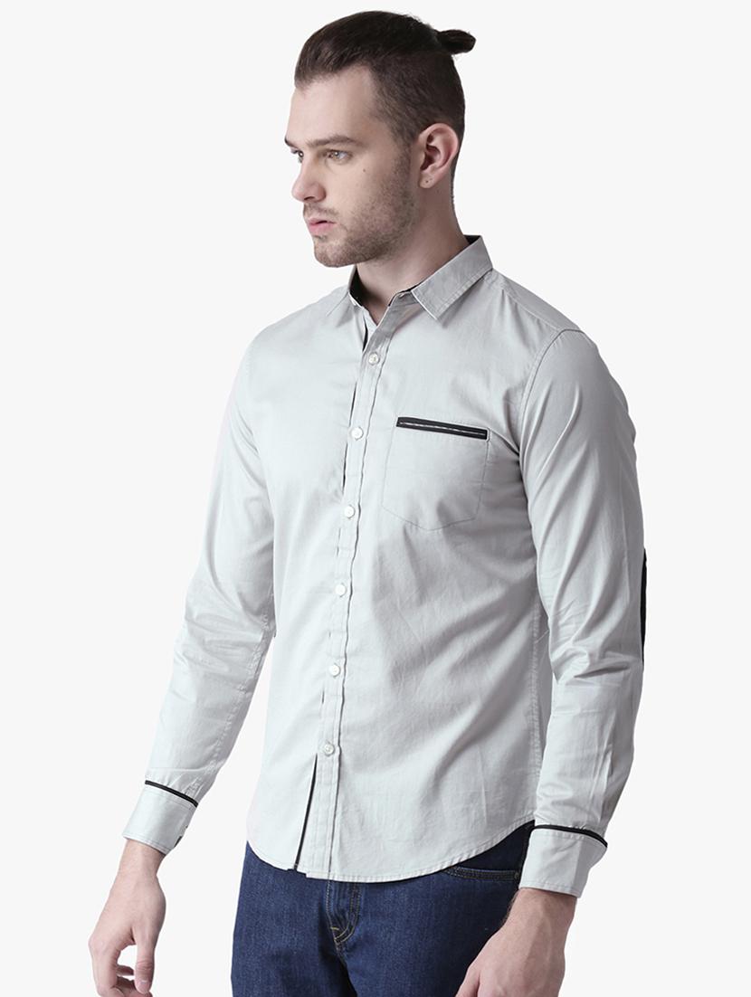 grey solid casual shirt - 16701957 - Zoom Image - 2