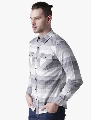 grey checkered casual shirt - 16702088 - Standard Image - 2