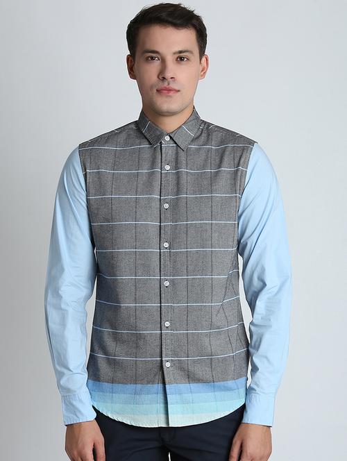 grey checkered casual shirt - 16702100 - Standard Image - 1