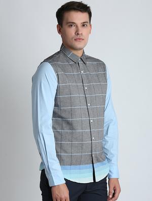 grey checkered casual shirt - 16702100 - Standard Image - 2