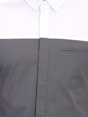 grey color block casual shirt - 16702125 - Standard Image - 5
