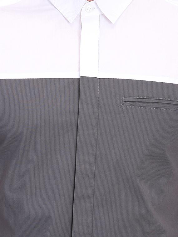 grey color block casual shirt - 16702125 - Zoom Image - 5
