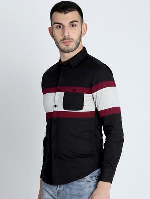 black color block casual shirt - 16702163 - Standard Image - 2