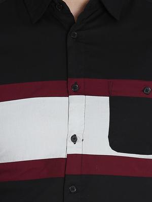 black color block casual shirt - 16702163 - Standard Image - 5