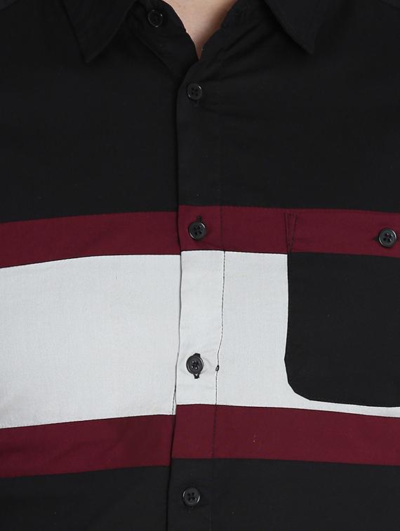 black color block casual shirt - 16702163 - Zoom Image - 5