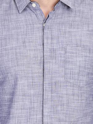 grey solid casual shirt - 16702179 - Standard Image - 5
