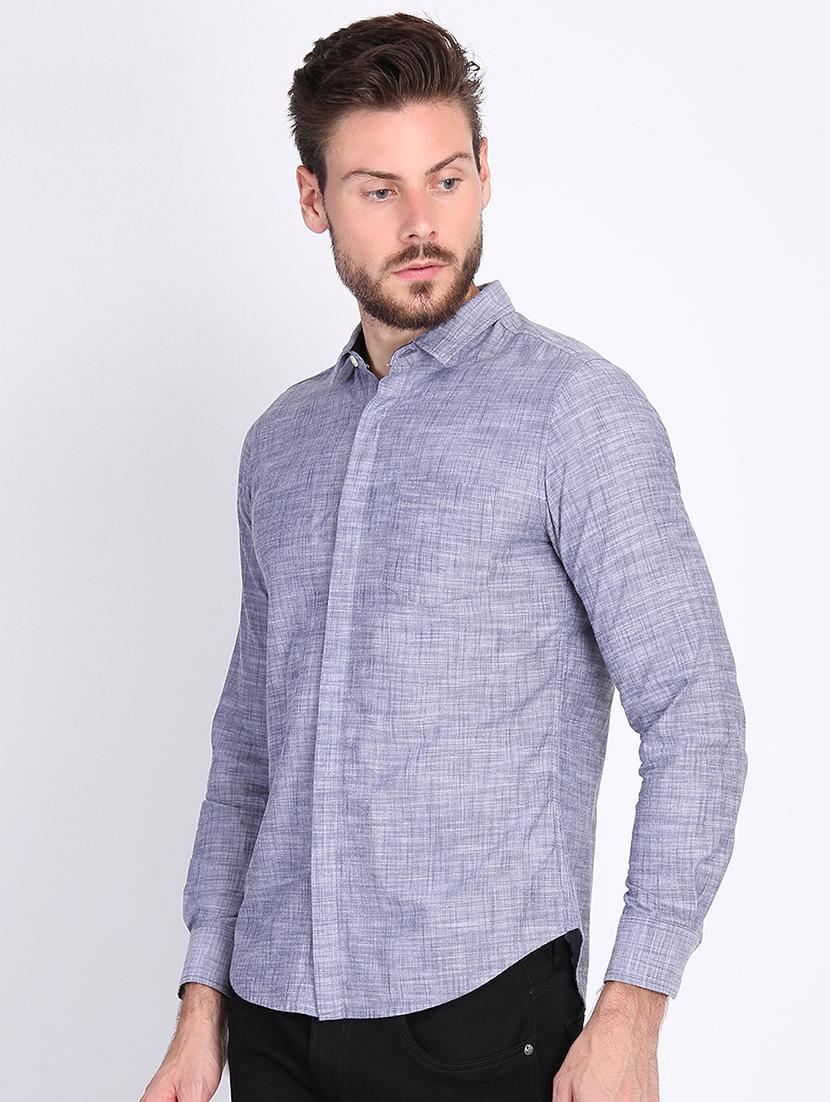 grey solid casual shirt - 16702179 - Zoom Image - 2