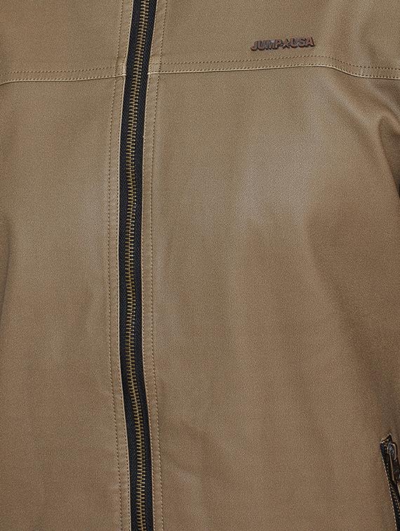 brown solid biker jacket - 16702304 - Zoom Image - 5