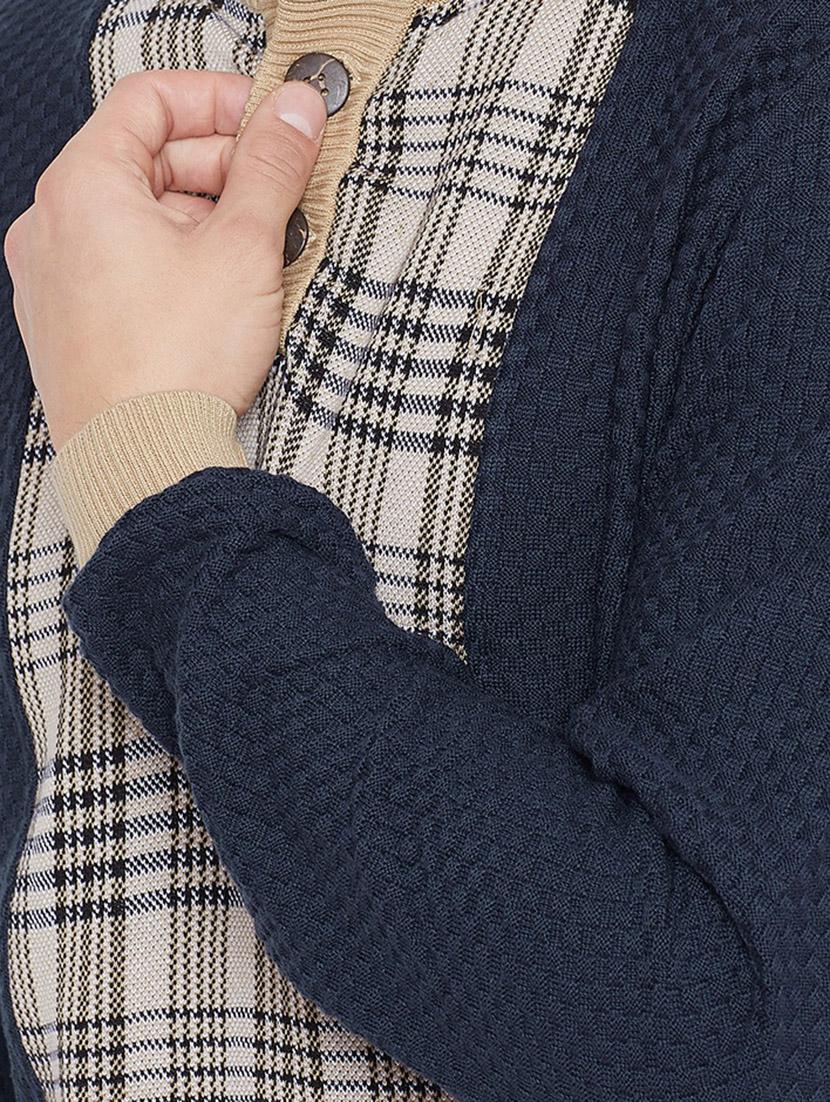navy blue color block pullover - 16702314 - Zoom Image - 5