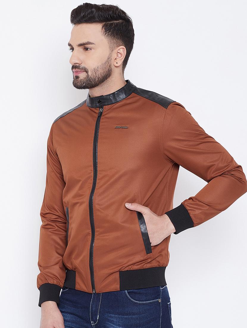 brown solid bomber jacket - 16702355 - Zoom Image - 2