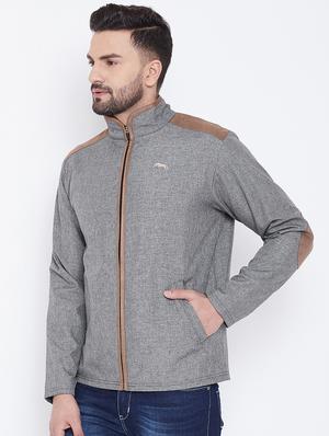 grey solid casual jacket - 16702358 - Standard Image - 2