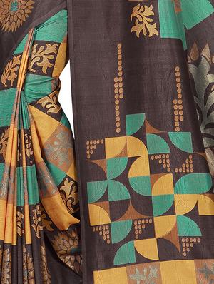checkered printed saree with blouse - 16702442 - Standard Image - 2