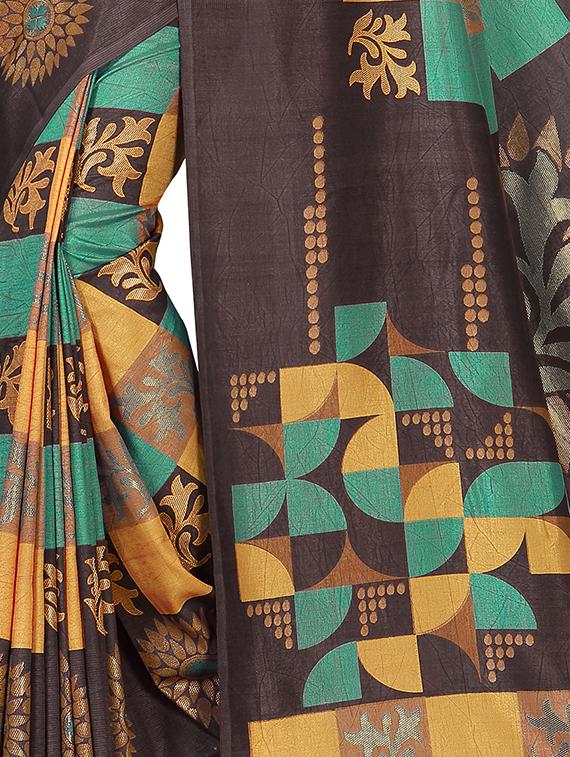 checkered printed saree with blouse - 16702442 - Zoom Image - 2